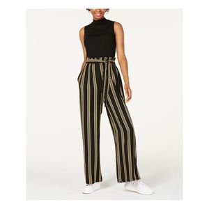 SECRET CHARM Womens Black Belted Short Sleeve High Waist Jumpsuit Juniors XXS